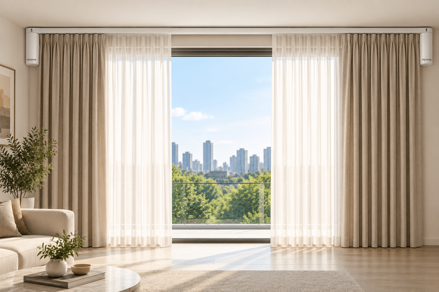 Center Opening Motorized Curtain