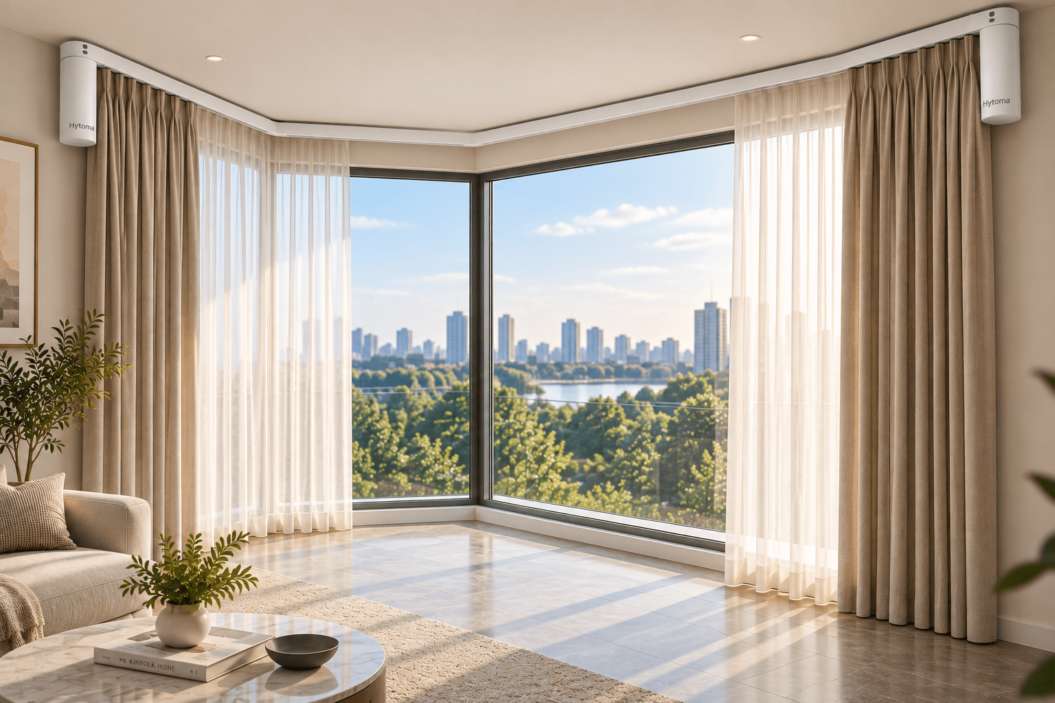 L Shape 135 Degree Motorized Curtain