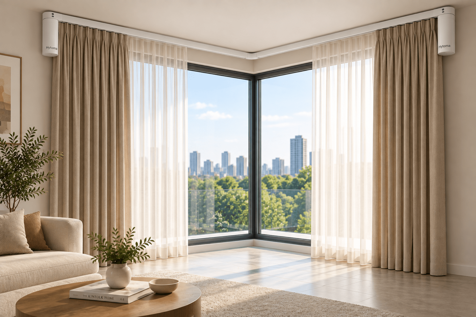 L Shape 90 Degree Motorized Curtain